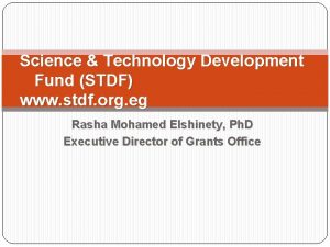 Science Technology Development Fund STDF www stdf org