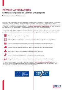 PRIVACY ATTESTATIONS System and Organisation Controls SOC reports