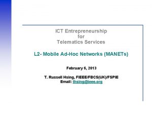 ICT Entrepreneurship for Telematics Services L 2 Mobile