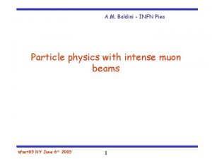 A M Baldini INFN Pisa Particle physics with