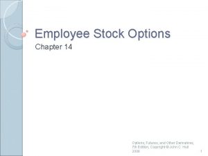 Employee Stock Options Chapter 14 Options Futures and