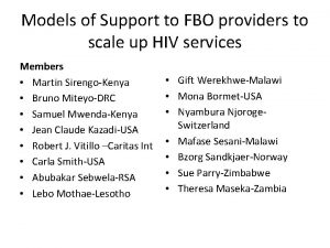 Models of Support to FBO providers to scale
