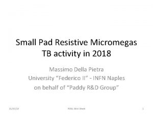 Small Pad Resistive Micromegas TB activity in 2018