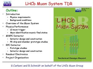 LHCb Muon System TDR Outline Introduction Overview of