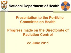 National Department of Health Presentation to the Portfolio