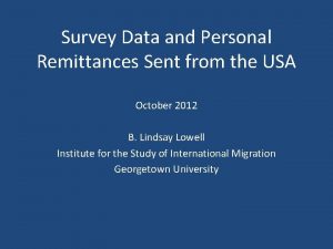 Survey Data and Personal Remittances Sent from the