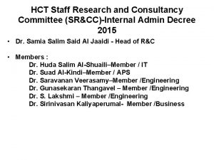 HCT Staff Research and Consultancy Committee SRCCInternal Admin