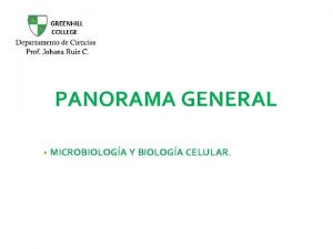 PANORAMA GENERAL MICROBIOLOGA Y BIOLOGA CELULAR Qu es