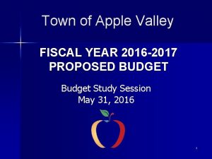 Town of Apple Valley FISCAL YEAR 2016 2017