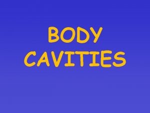 BODY CAVITIES BODY CAVITIES Spaces within the body