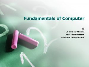 Fundamentals of Computer By Dr Virender Khurana Associate