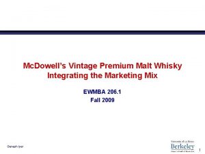 Mc Dowells Vintage Premium Malt Whisky Integrating the