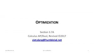 OPTIMIZATION Section 3 7 A Calculus APDual Revised