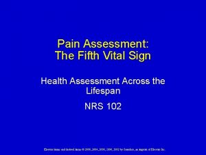 Pain Assessment The Fifth Vital Sign Health Assessment