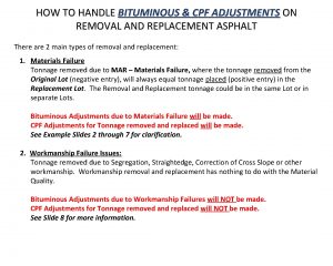 HOW TO HANDLE BITUMINOUS CPF ADJUSTMENTS ON REMOVAL