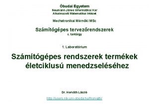 budai Egyetem Neumann Jnos Informatikai Kar Alkalmazott Matematikai