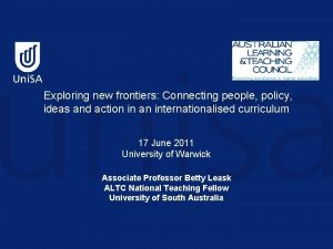 Exploring new frontiers Connecting people policy ideas and