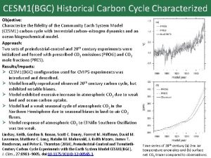 CESM 1BGC Historical Carbon Cycle Characterized Objective Characterize