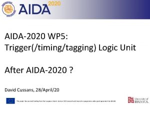 AIDA2020 WP 5 Triggertimingtagging Logic Unit After AIDA2020