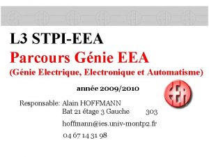 L 3 STPIEEA Parcours Gnie EEA Gnie Electrique