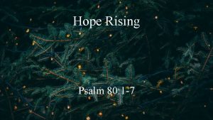 Hope Rising Psalm 80 1 7 Hope Rising