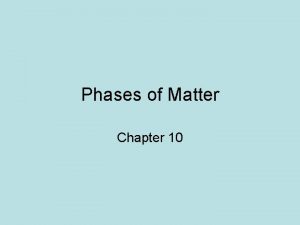 Phases of Matter Chapter 10 Phases of Matter