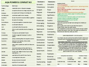 AQA POWER CONFLICT KO Vocabulary Sorrowful Conscience Tempestuous