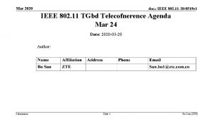 Mar 2020 doc IEEE 802 11 200519 r