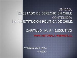 EL ESTADO DE DERECHO EN CHILE LA CONSTITUCIN