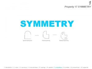 1 Property 17 SYMMETRY Symmetrical system Partial asymmetry