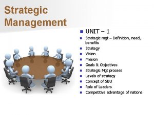 Strategic Management n UNIT 1 n Strategic mgt