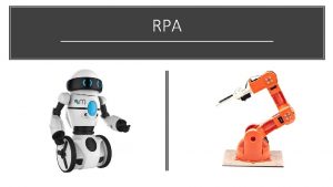RPA Robotic Process Automation RPA automatiseringstjnstprogramvara som hrmar