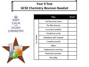 Year 9 Test GCSE Chemistry Revision Booklet Page