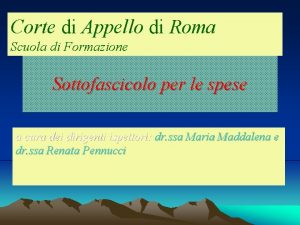 Corte di Appello di Roma Scuola di Formazione