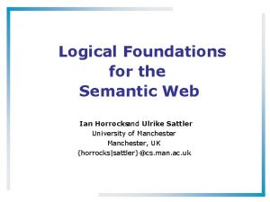 Logical Foundations for the Semantic Web Ian Horrocksand