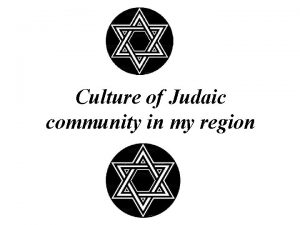 Culture of Judaic community in my region CZSTOCHOWA
