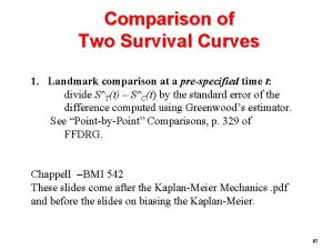 Comparison of Two Survival Curves 1 Landmark comparison