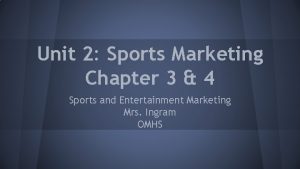 Unit 2 Sports Marketing Chapter 3 4 Sports