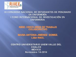 III CONGRESO NACIONAL DE ESTUDIANTES DE POSGRADO EN