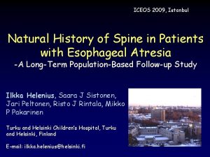 ICEOS 2009 Istanbul Natural History of Spine in