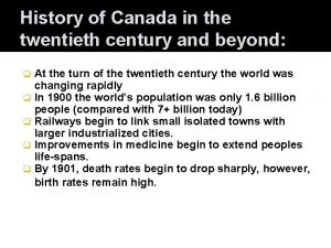 History of Canada in the twentieth century and