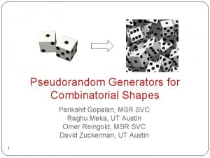 Pseudorandom Generators for Combinatorial Shapes Parikshit Gopalan MSR