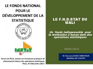 LE FONDS NATIONAL POUR LE DVELOPPEMENT DE LA