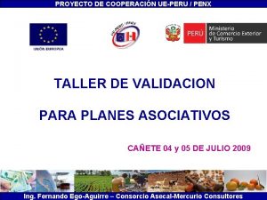 PROYECTO DE COOPERACIN UEPERU PENX TALLER DE VALIDACION