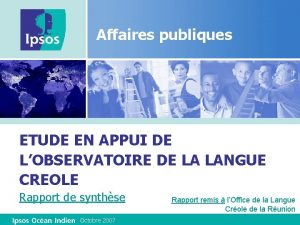 Affaires publiques ETUDE EN APPUI DE LOBSERVATOIRE DE