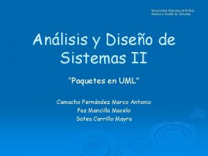 Universidad Salesiana de Bolivia Anlisis y Diseo de