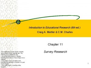 Introduction to Educational Research 6 th ed Craig