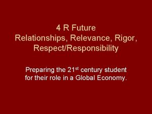 4 R Future Relationships Relevance Rigor RespectResponsibility Preparing