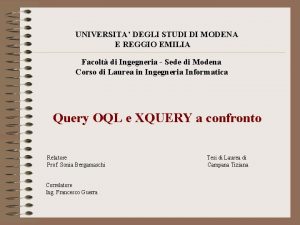 UNIVERSITA DEGLI STUDI DI MODENA E REGGIO EMILIA