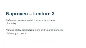 Naproxen Lecture 2 Safety and environmental concerns in